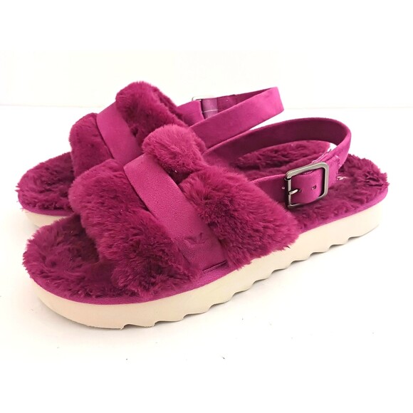 Koolaburra by UGG Fuschia Fuzz'd Out Slipper Suede Buckle Strap Open Toe US 9 - Picture 1 of 11